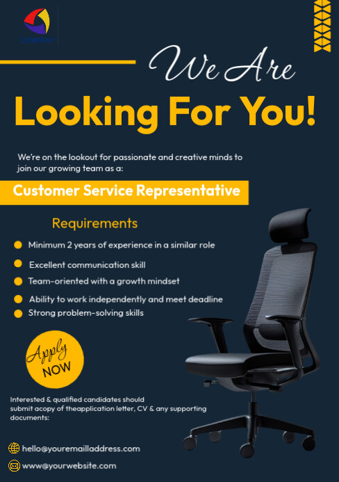 White Professional Professional Hiring Posters A5 template