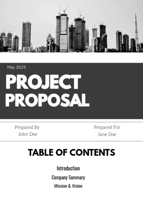 White Professional Project Proposal Cover A4 Templat | PosterMyWall