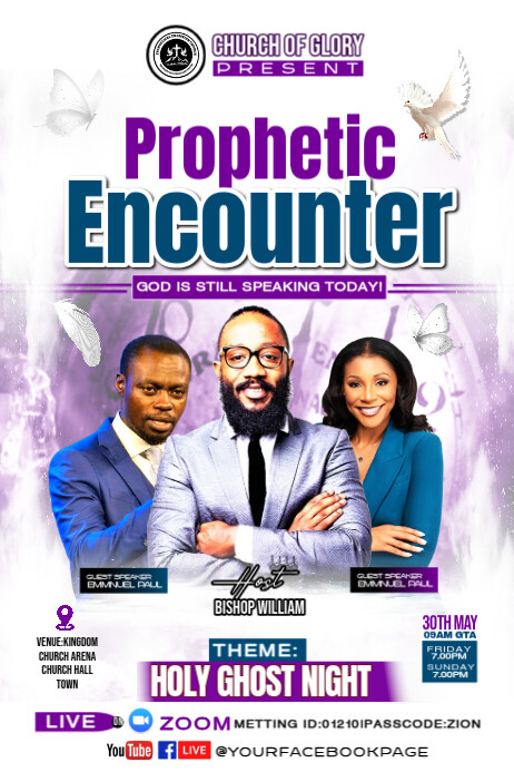 White Professional Prophetic Encounter Event Template Poster 海报