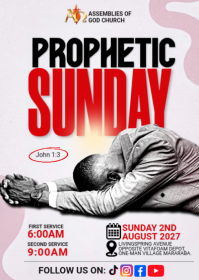 White Professional Prophetic Sunday Church Service A6 template