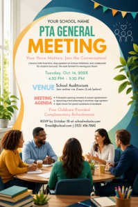 White PTA Meeting Poster Template