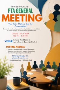 White PTA Meeting Плакат Template