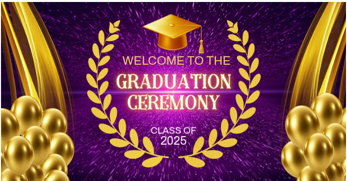 White Professional Purple Black Illustrative Luxury Wreath Happy Graduation Banner Facebook Ad template