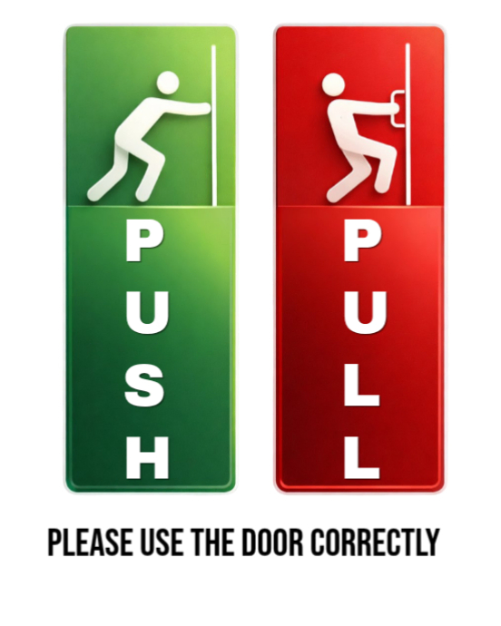 White Professional Push Pull Door Sign – Minimal Directional Safety ...