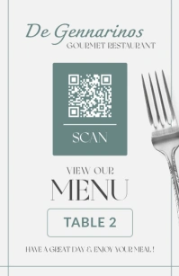 White Professional Qr Code Menu Scan To White And Green Template Design Marble Background Half Page