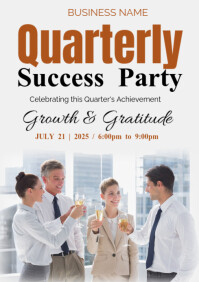 White Professional Quarterly Success Party A2 template