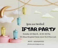 White Professional Ramadan Mubarak Iftar Party Invitation Cards Medium Rectangle template