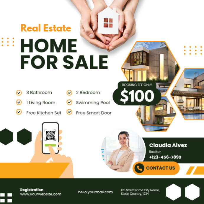 White Professional Real Estate / Home For Sale Instagram Post Template ...
