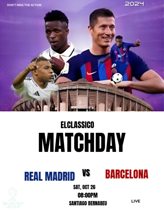 White Professional Real Madrid Vs Barcelona Elclassico Flyer (us Letter ...