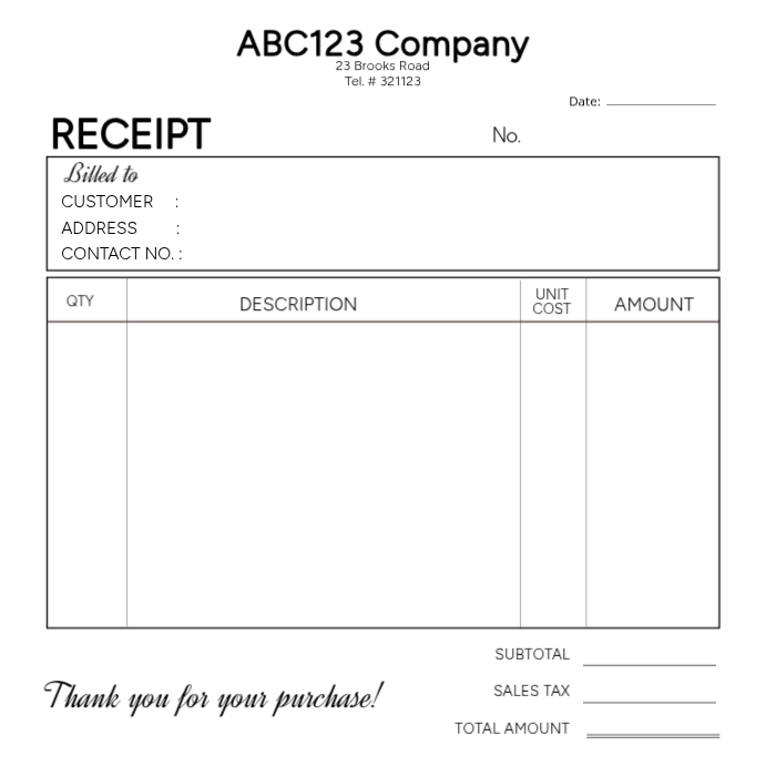 Copy of White Professional Receipt Template Square | PosterMyWall