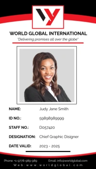 White Professional Red, Black Staff Employee Business Card template