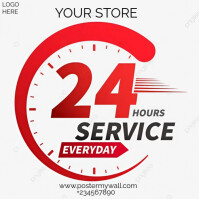 White Professional Red White Always Open-24/7 Service Prom Instagram Post template