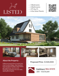 White Professional Red White And Black Just Listed Real Estate Flyer Advertising Flyer (us Letter) template