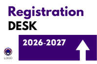 White Professional Registration Desk Registration Here Sign School Admissions Enrollment Office Chec Poster template
