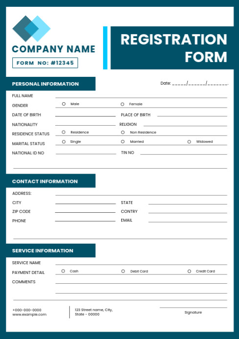 White Professional Registration Form Design Template Modelo | PosterMyWall