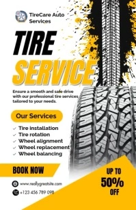 White Professional Reliable Auto Tire Services Poster Template Tabloid Tabloide