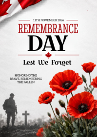 Blanc Remembrance Day Memorial Poster A4 Template