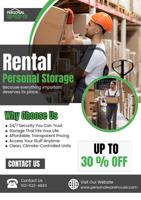 White Professional Rental Storage A2 Template | PosterMyWall
