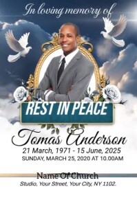 White Professional Rest In Peace Half Page Wide Halbe Seite breit template