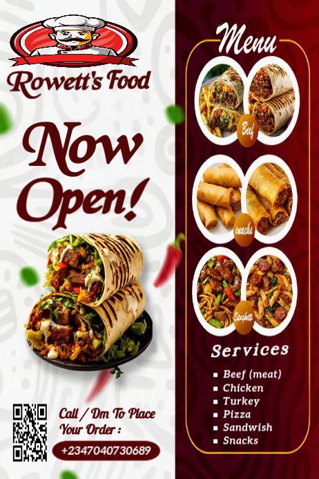 White Professional Restaurant Poster Template | PosterMyWall