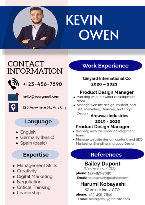 White Professional Resume/cv A4 template