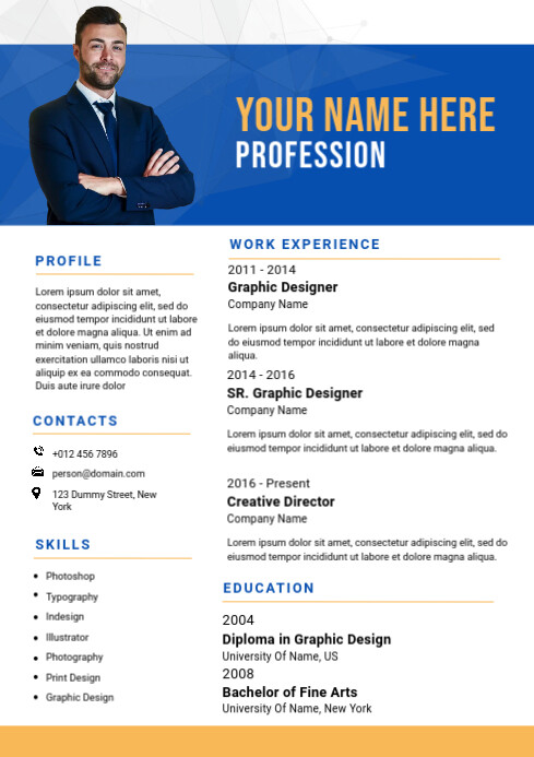 Copy of White Professional Resume Template A4 | PosterMyWall