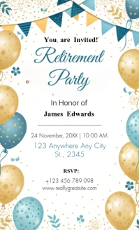 White Professional Retirement Party Celebration Poster Template Us Legal VSA Wetlik