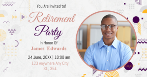 White Professional Retirement Party Celebration Poster Template Facebook Shared Image