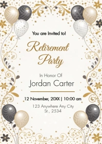 White Professional Retirement Party Celebration Poster Template A5