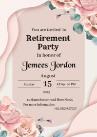 Белый Retirement Party A6 Template