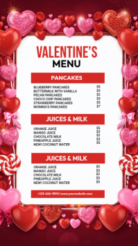 White Professional Romantic Valentine's Menu Facebook Story template