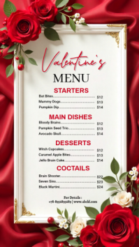 White Professional Romantic Valentine's Menu Instagram Story template