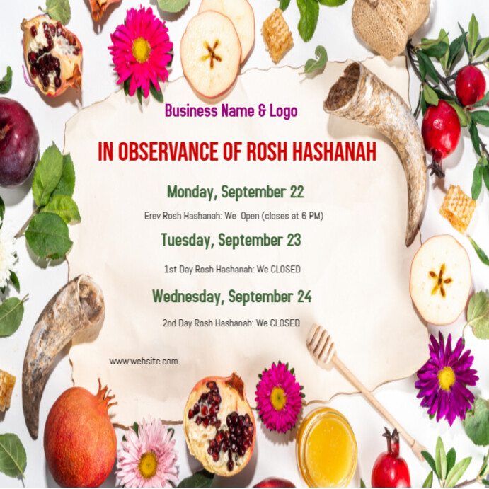 White Professional Rosh Hashanah Holiday Business Closing Ad Instagram ...