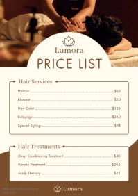 Weiß Salon Price List A3 Template - Page 1