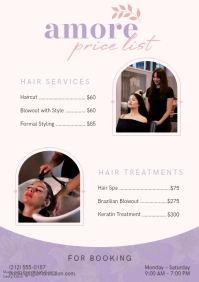 Branco Salon Price List A3 Template - Page 1