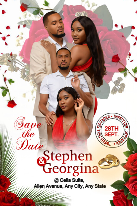 White Professional Save The Date  Poster template