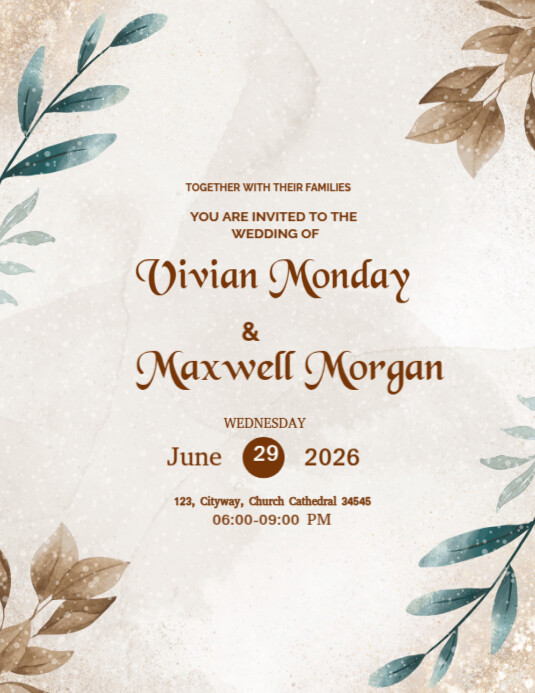 White Professional Save The Date Wedding Invitation Cards  Flyer (us Letter) template