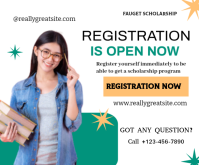 White Professional Scholarship Registration Medium Rectangle Mellemstort rektangel template