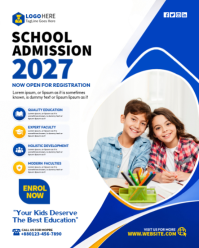 白色 School Admission Instagram Portrait Template