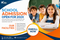 白色 School Admission Poster Template