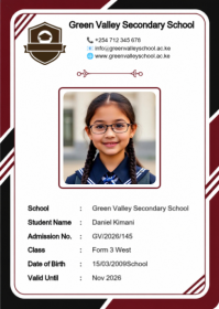 White Professional School ID Card A6 template