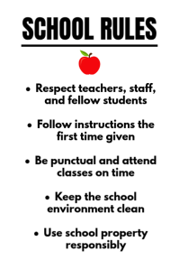 White Professional School Rules Notice Sign Hallway Door Office Administration Poster Student Conduc template