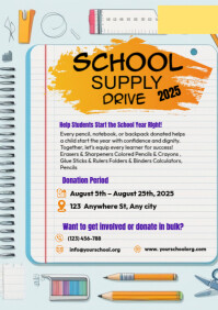 White Professional School Supply Drive 2025 A5 template