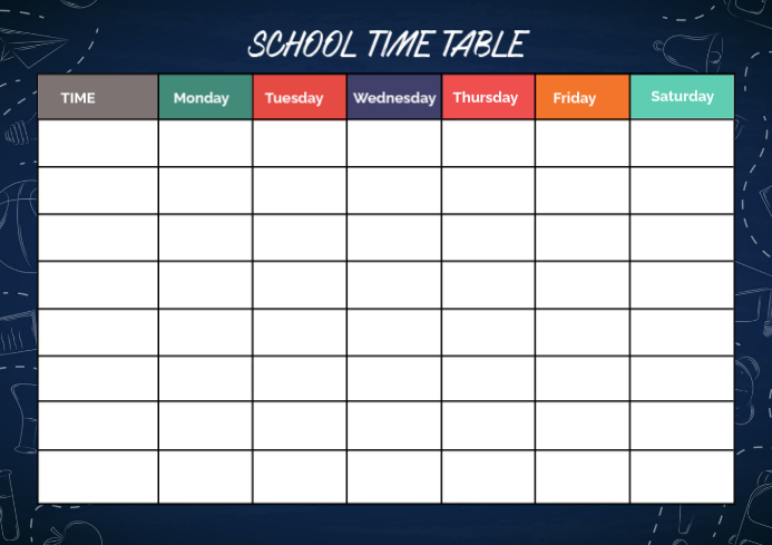 White Professional School Timetable Template For Students And Teachers ...