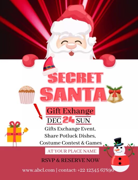 White Professional Secret Santa Poster Flyer Template PosterMyWall