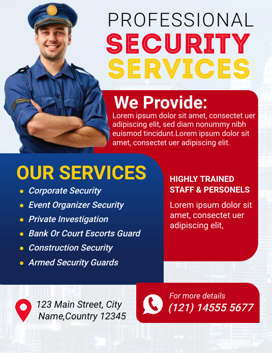 White Professional Security Services Ads Fly Template | PosterMyWall