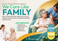 White Senior Care Services Postkort Template