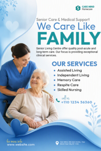 White Senior Care Services 海报 Template