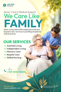 Putih Senior Care Services Cartaz Template