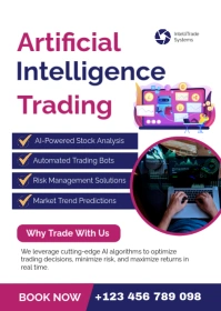 White Professional Smart Ai-powered Trading Solutions Poster Template A6